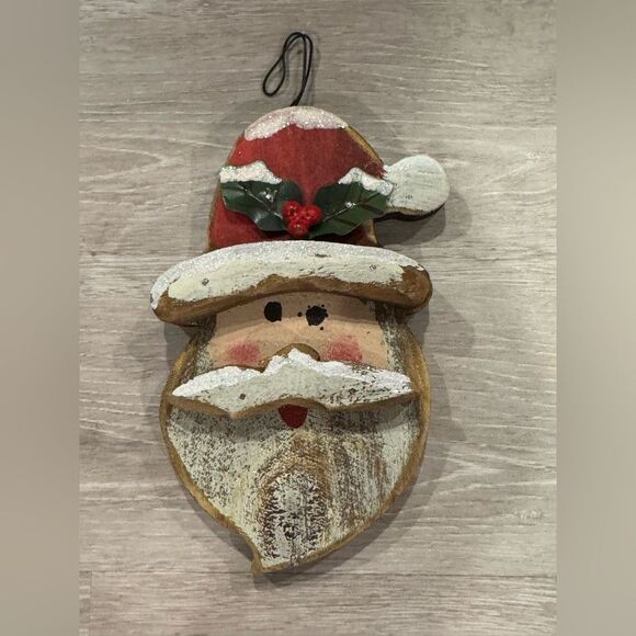 Wooden Folk Art Santa Claus Christmas Tree Ornament - Picture 1 of 5